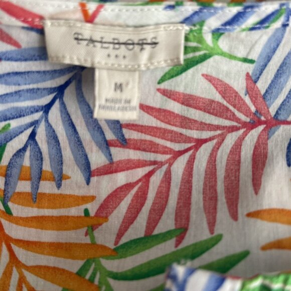 Talbots women's top tunic cover-up tropical leaf pattern size medium Tassels - Picture 3 of 5